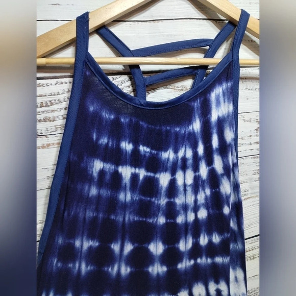 Sperry Tie Dye Swim Coverup Navy White size Small Ladderback Racerback Flowy - Picture 2 of 6